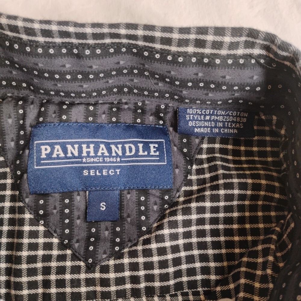 Panhandle Select‎ Mens SMALL Black/White Checkered Button Down Long Sleeve Shirt - Picture 4 of 5